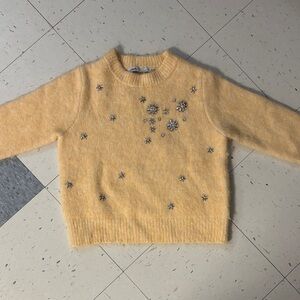 Zara Yellow Embellished Turtleneck Sweater